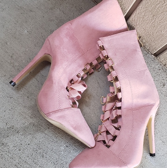 🔥Gladiator High Heel Stiletto Boot Pink - Picture 5 of 8